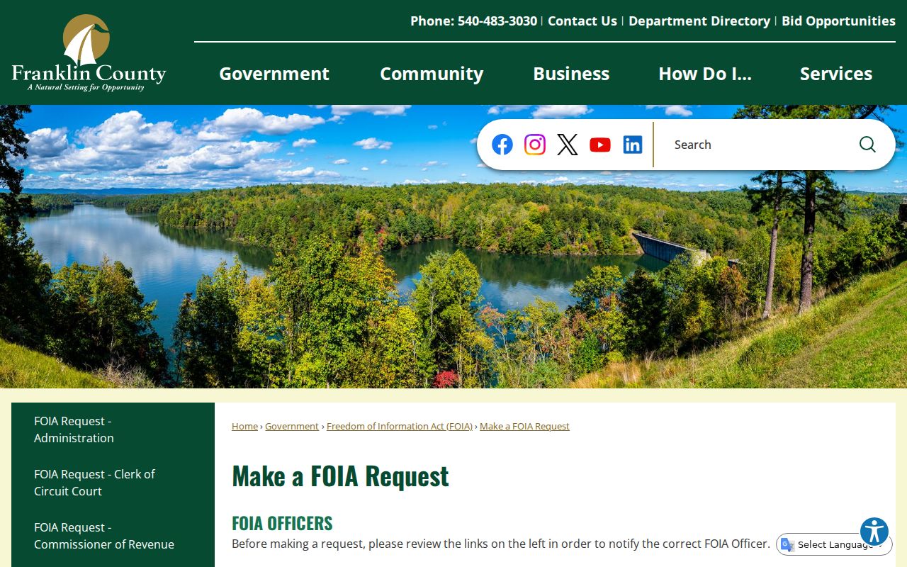 Franklin County warrant records request form fields
