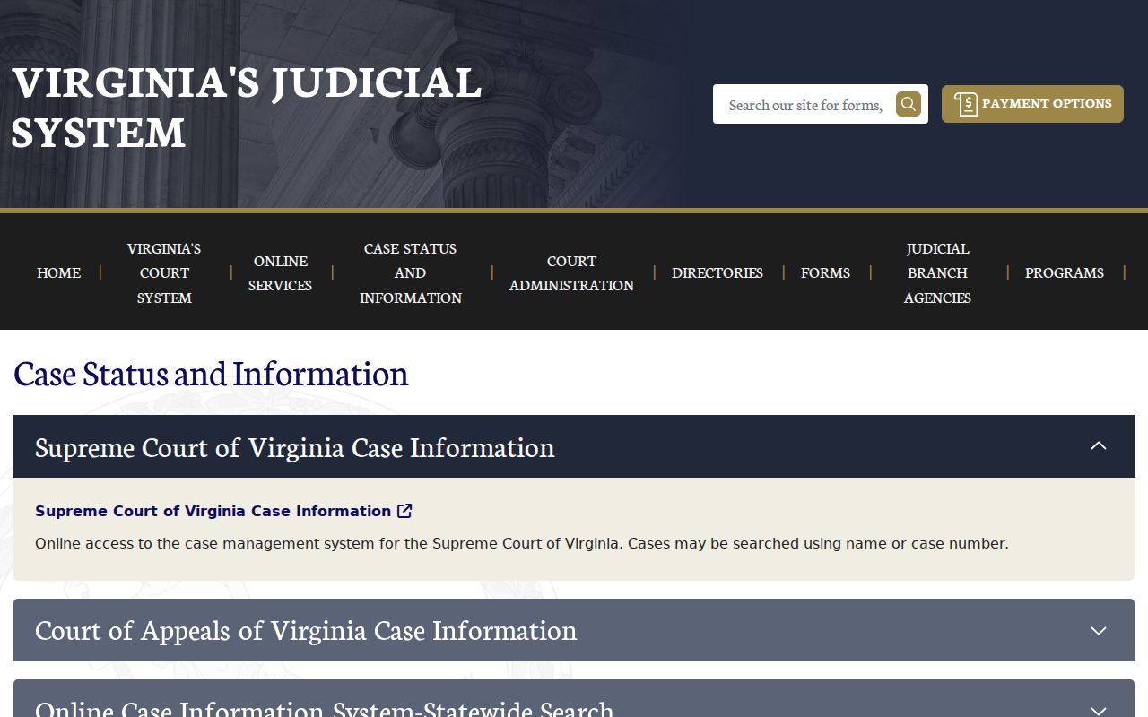 Virginia court case information used for Franklin County warrant records